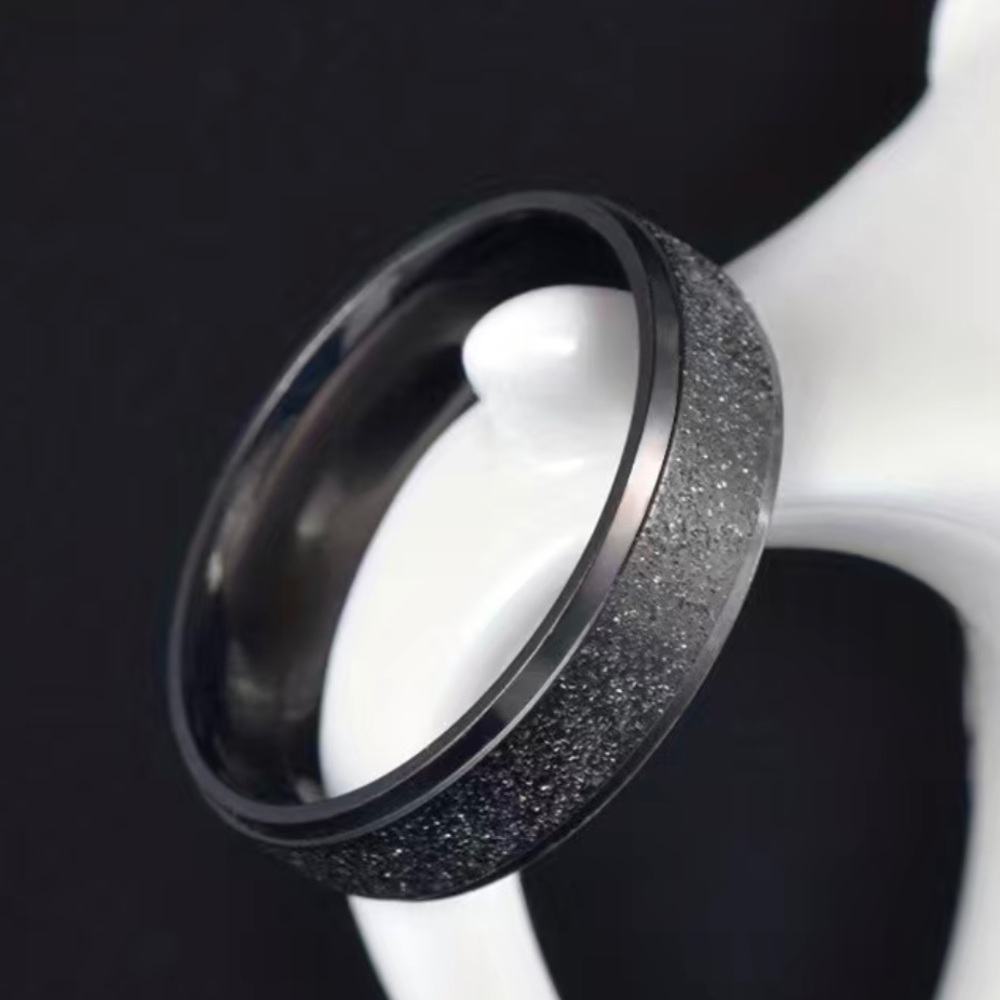 Black Frosted Stainless Steel Ring